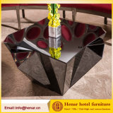 New Style Hotel Lobby Furniture Polygonal Black Glass Coffee Table