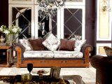 0029 Dark Color Solid Wood Hand Carved Classical Royal Fabric Sofa