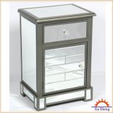 Accent Antique Mirrored Wooden Cabinet in Grey Wash