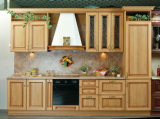 Pastoral Style Solid Wood Kitchen Cabinet with Gridding