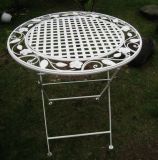 Antique White Modern Iron Folding Table for Home and Garden