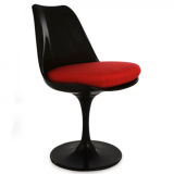 MID Century Modern Molded Plastic Tulip Side Chair with Red Cushion