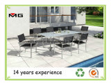 Outdoor Dining Furniture Stainless Steel Table with Glass Top