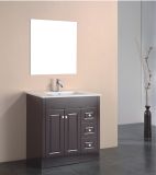 Floor Mounted Solid Wood Bathroom Furniture with Mirror Cabinet