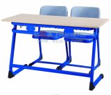 School Furniture Student Double Wooden Desk and Plastic Chairs
