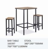 3- Piece Table Set MDF Top Wood Bar Table with 2 Stools
