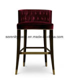 All Counter Cafe Wood Leg Base Brass Trimmed Upholstered Bar Fabric Stool