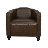 MID-Century Furniture Luxury Living Room Lounge Retro Genuine Leather Sofa Chair for Club