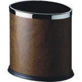 Hotel Oval Shape Waste Dustbin Covered with Leatherette for Sale