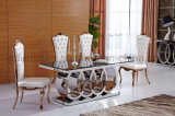 Audi Logo Stainless Steel Base Marble Top Dining Table