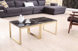 Modern Glossy Titanium+Marble Corner Table