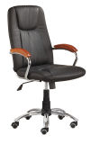 High Quality Wooden Armrest Office Chair Stuff Chair with Chrome Base (3079)