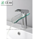 Glass Channel Spout Waterfall Brass Basin Mixer Faucet (QH0814)