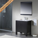 Fed-1155 Balck Finishing Solid Wood Bathroom Vanity Ceramic Basin Bath Cabinet