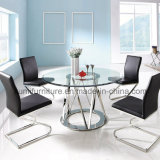 Hot Sale Round Glass Stainless Steel Dining Table