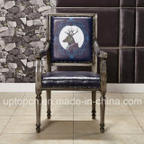 Vintage Wooden Frame Restaurant Chair with Animal Printed (SP-EC647)