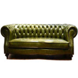 The Urban Chesterfield Sofa in Antique Green Leather