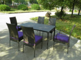 7 PCS Dining Set Table and Chairs Wicker Rattan Outdoor Set
