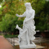 Hot Sell Marble Statue of Beautiful Girl with Deerlet Sculpture Garden Decoration Gift