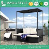 Wicker Daybed Double Sofa Rattan Daybed Garden Sofa Balcony Daybed Sunbed Bench Sunbed Outdoor Daybed Patio Daybed 2-Seater Sofa (Magic Style)
