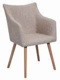 Retro Solid Wood Legs Fabric Upholstery Dining Chair (W13904)