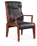 Modern Furniture Wooden Lounge PU Leather Visitor Conference Guest Chair