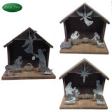 Handmade Wooden Craft Jesus Birth in Manger Nativity Set