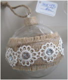 Clear Hand Made Glass Craft with Hemp Decoration