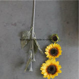 Big Autumn Artificial Sunflower with 3 Heads Artificial Flower for Decoration Top Quality