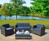 Outdoor Patio Furniture Set, 4 Piece Rattan Wicker Sofa Cushioned with Coffee Table