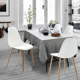 Nordic Simple Modern Cafe and Dining Chair Leisure White Plastic Chair for Bedroom Chair with Solid Wood Leg