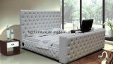 White Modern Headboard Tufted Leather Storage Upholstered Bed with Button