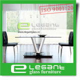 Stainless Steel Dining Table with Tempered Glass Top