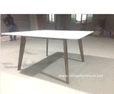 Designer Solid Wood Corian Tabletop Dining Table
