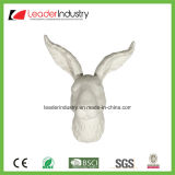 White Ceramic Rabbit Head Statue for Wall Decoration