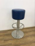 Blue PU Leather Stainless Steel Base High Bar Stool
