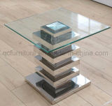 Modern Living Room Furniture Glass Top Stainless Steel Side Table
