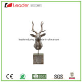 Polyresin Silver Deer Head Figurine with a Base for Home Decoration