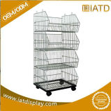 4 Tier Floor Steel Wire Basket Shelf