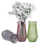 Fashion Style Embossed Glass Vase for Festival Decoration