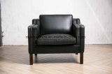 High Density Foam Solid Wood Feet Black Color Single Leather Sofa