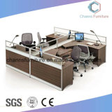Classical Commercial Office Table Partition with Glass for 4 Persons