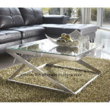 Glass Top Stainless Steel Dining Round Table and Chair Set