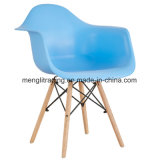 Upholstered Wood Leg Armrest PP Plastic Dining Chair