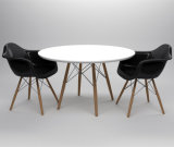 Round Dining Table with Chrome Plated Legs Brown