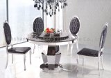 Marble Top Metal Base Rotating Dining Table