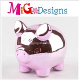 Pink Ceramic Craft for Girls OEM Crowned Piggy Bank