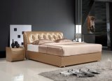 Solid Wood Storage Modern Style Half Italian Leather Soft Bed (SBT-11)