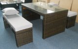 Rattan Furniture Outdoor Aluminium Frame Lounge Dining Bench Set