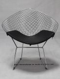 Dining Metal Kd Seat Black PU Cushion Wire Diamond Chair